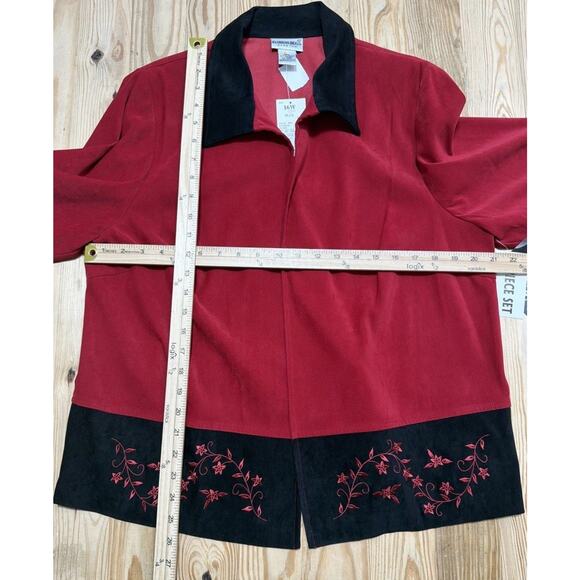 Fashion Bug - Rich Red Faux Sued Poly Cardigan Jacket - Women's Plus Size 16W - Picture 4 of 4